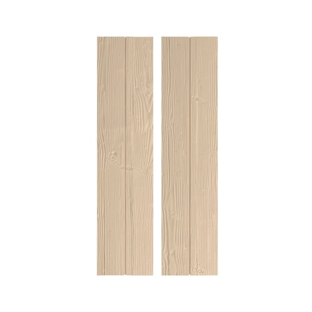 Rustic Two Board Joined Board-n-Batten Sandblasted Faux Wood Shutters W/No Batten, 11W X 72H